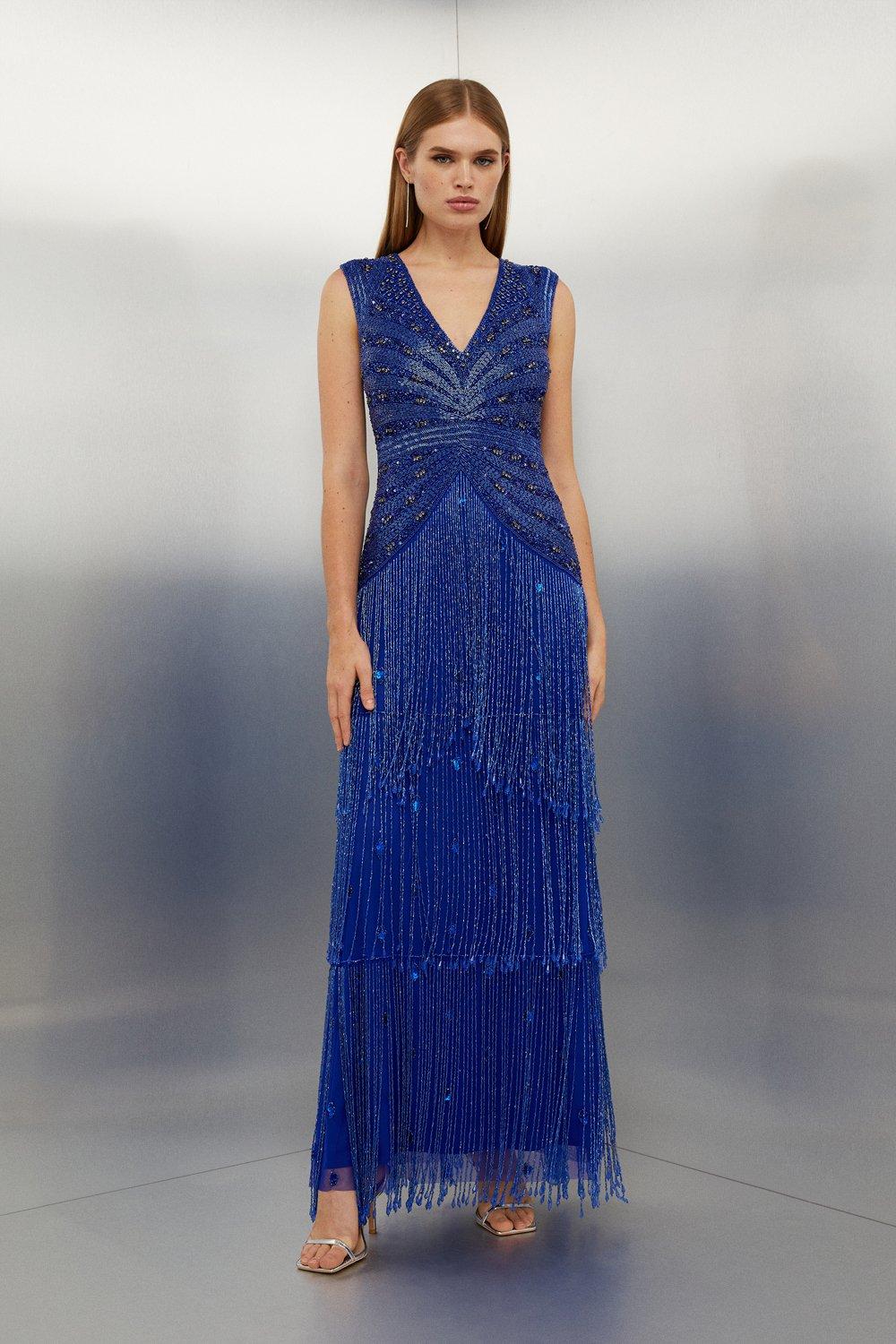 Biyan bead-embellished embroidered minidress - Blue