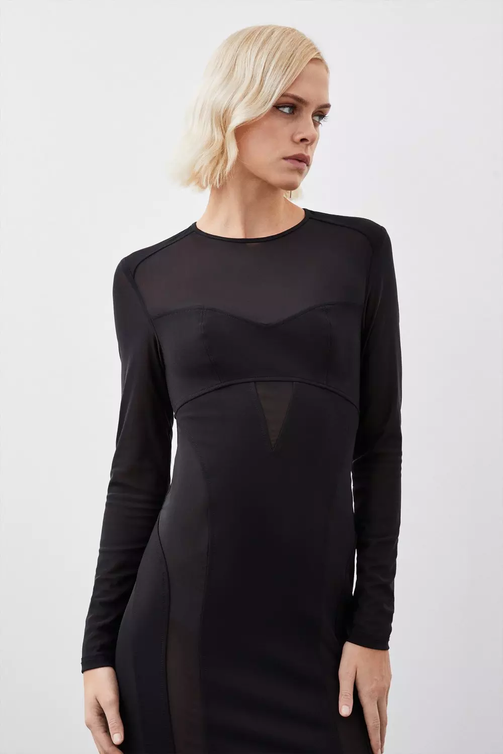 Karen millen mesh sleeve cheap bodycon dress