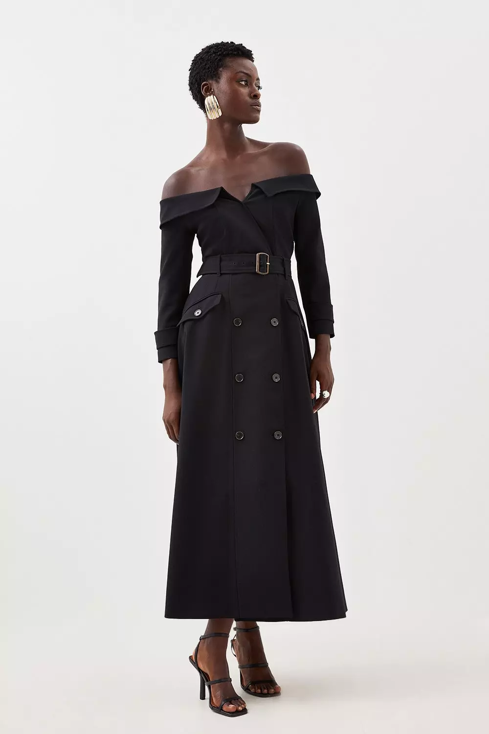 Off the shoulder 2024 trench coat dress