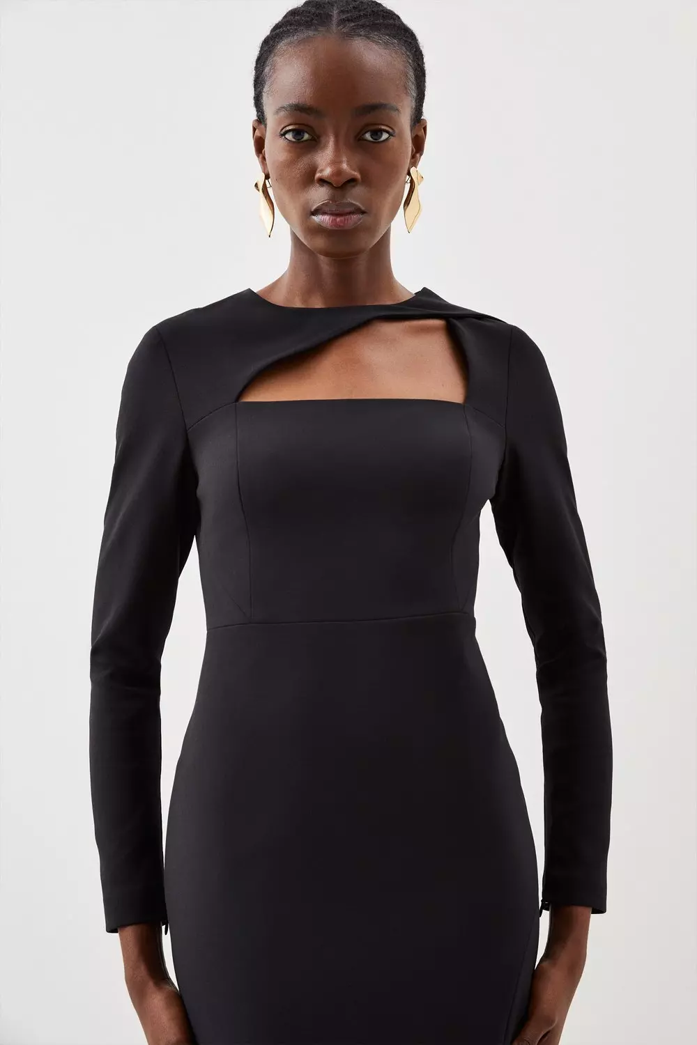 Black pencil outlet cut dress