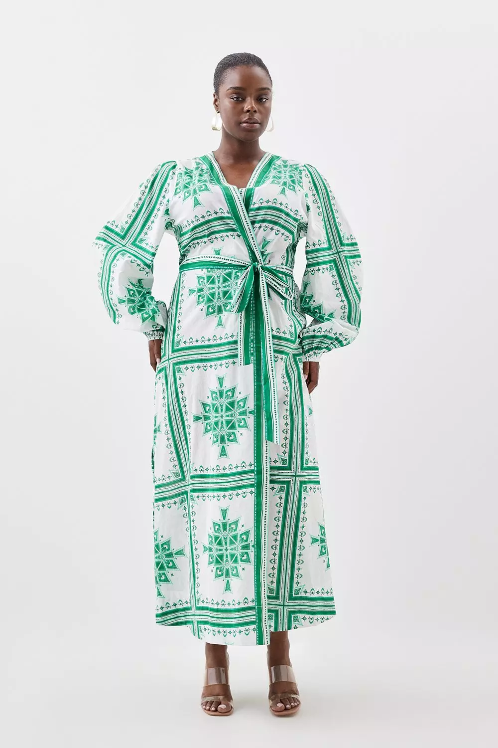 Plus Size Printed Cotton Voile Maxi Beach Dress