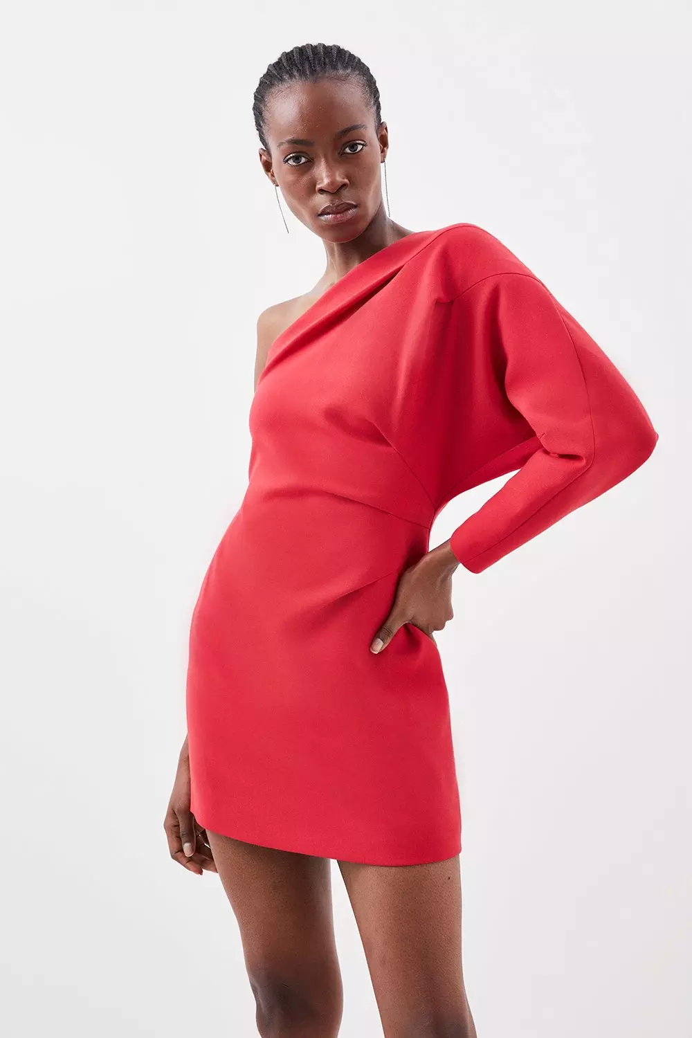 Zara red one shoulder hot sale dress