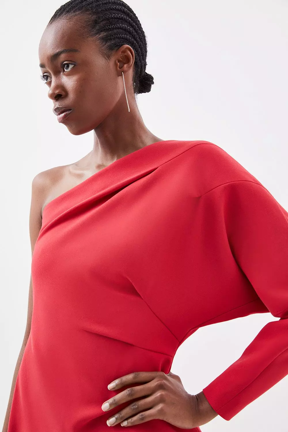 Zara red on sale one shoulder dress