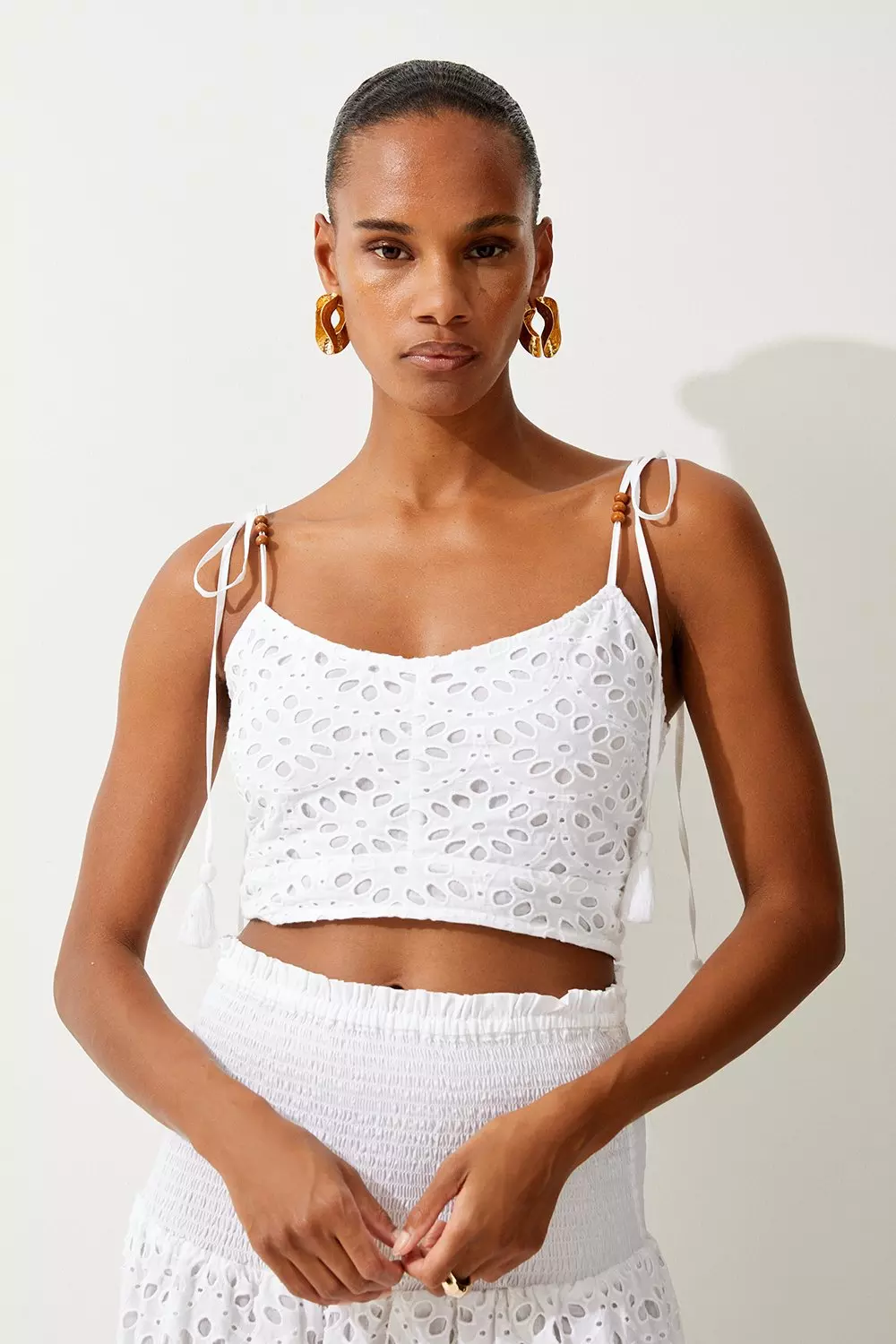 White lace matching shop skirt and top