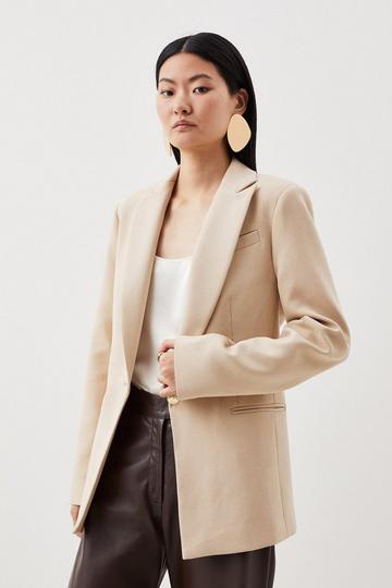 Tailored Compact Essential Single Buttoned Blazer camel