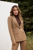 Camel Lydia Millen Tailored Wool Blend Fitted Blazer  