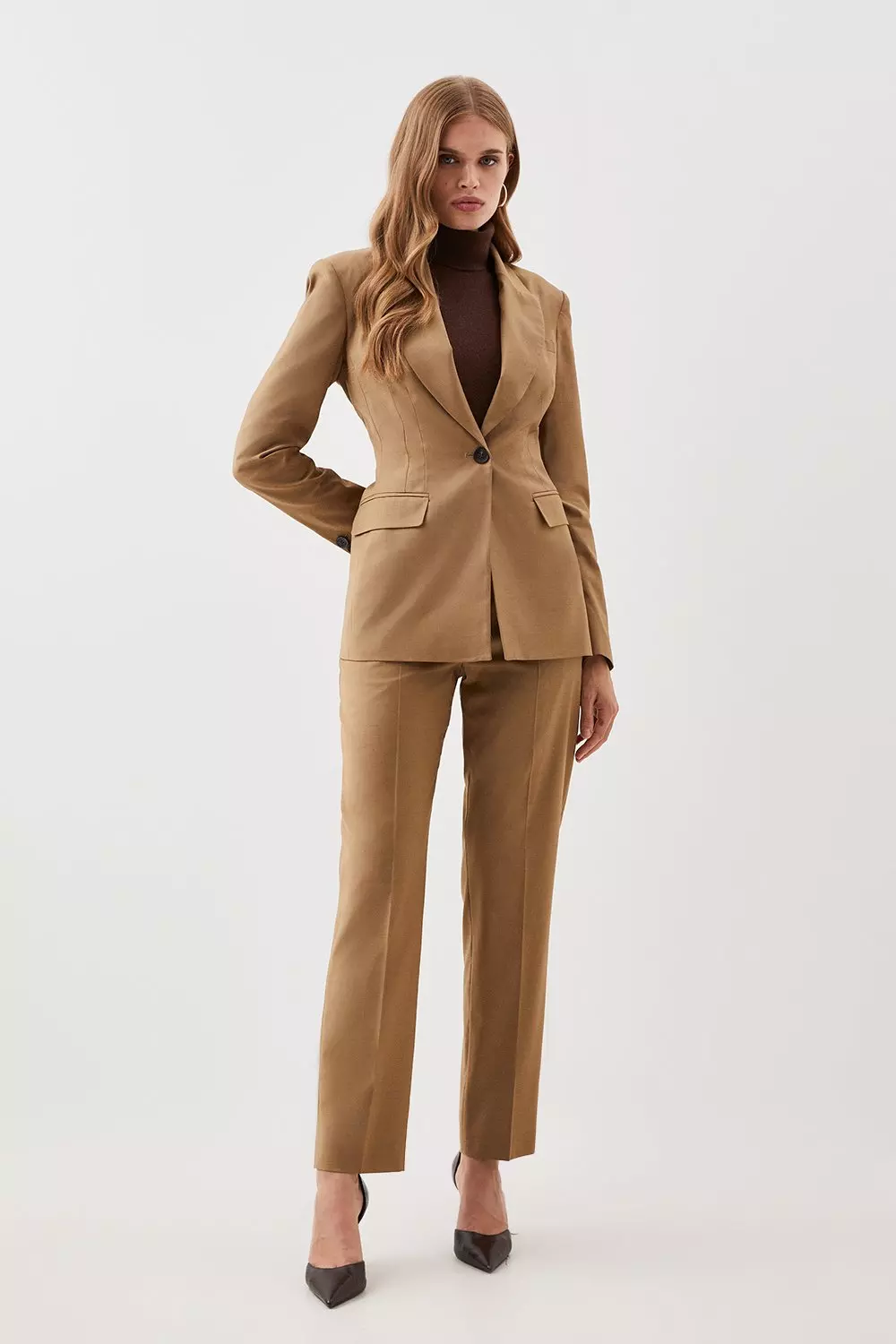 SPANX Ponte Asymmetric Tailored Blazer in Toffee