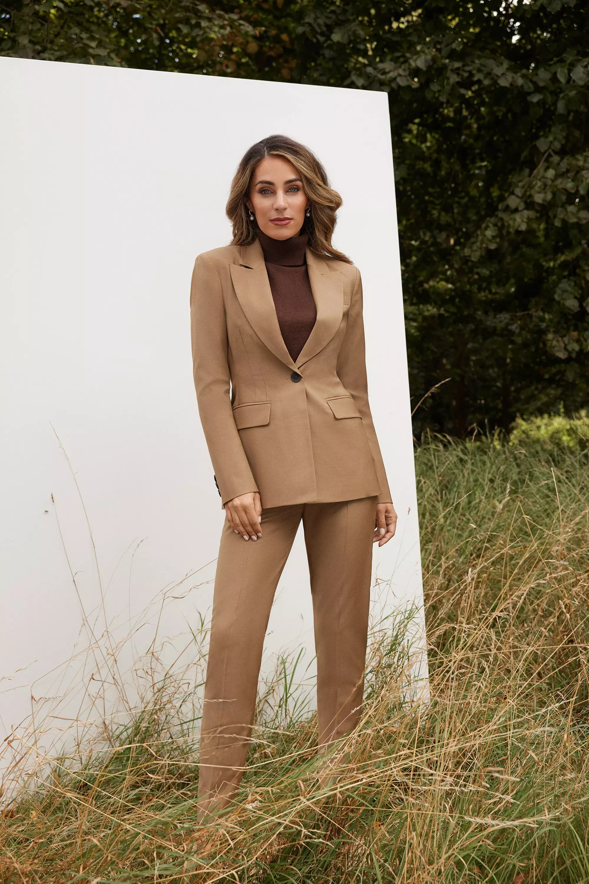 Buy Women Long Coat Pants Pantsuit in Extra Large Khaki/ Beige