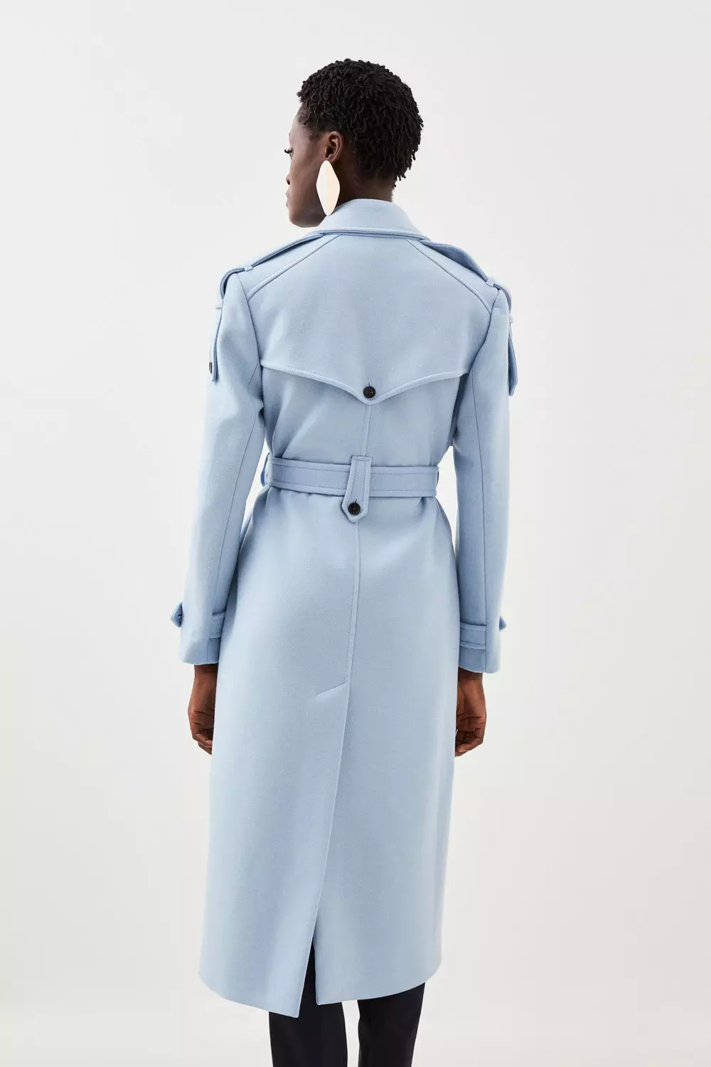 Italian Manteco Wool Blend Self Tie Belted Trench Coat | Karen Millen