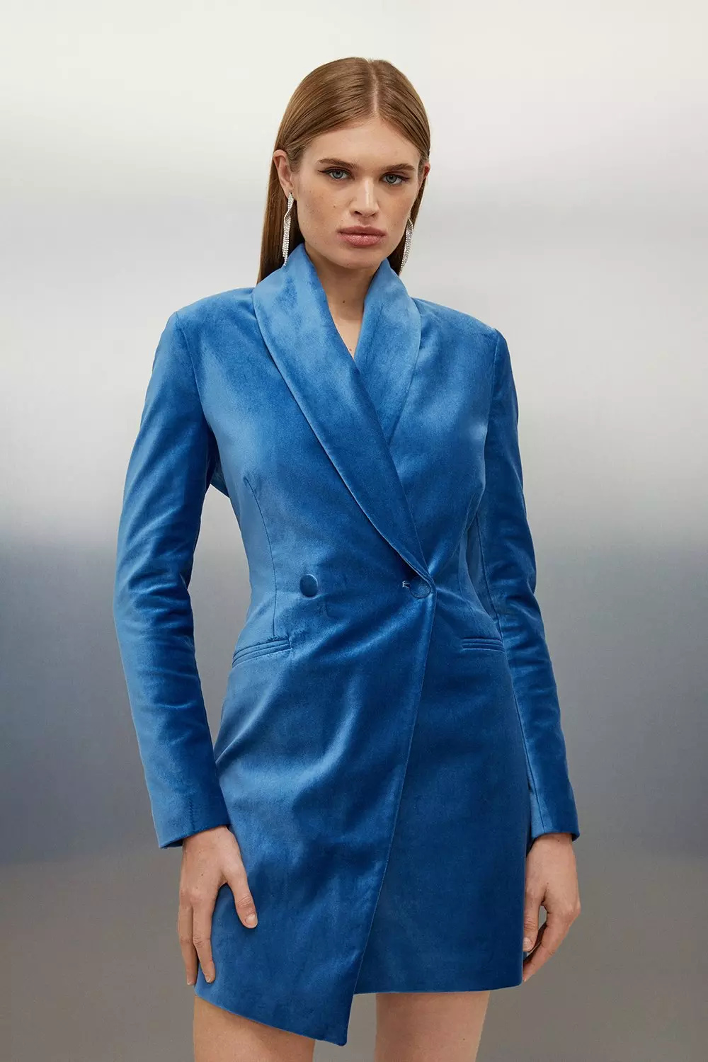 Blue velvet sale blazer dress