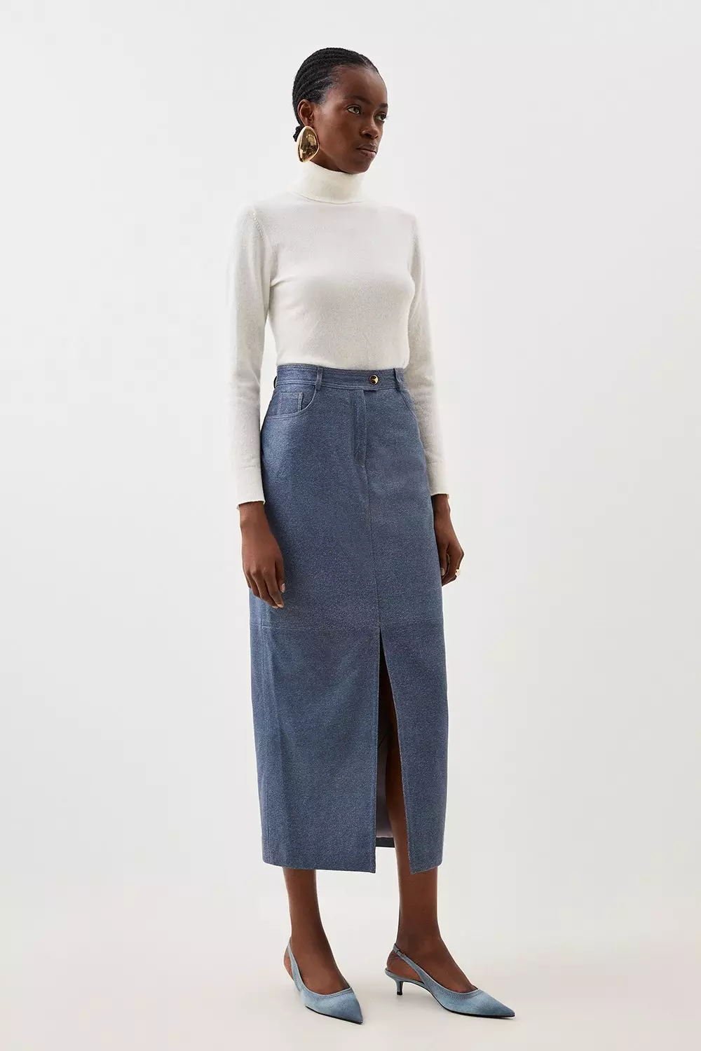 Karen millen 2025 denim midi skirt