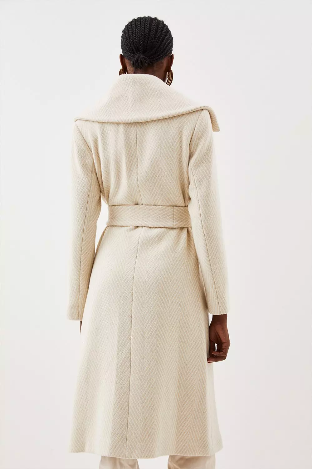 Cream wool hot sale wrap coat