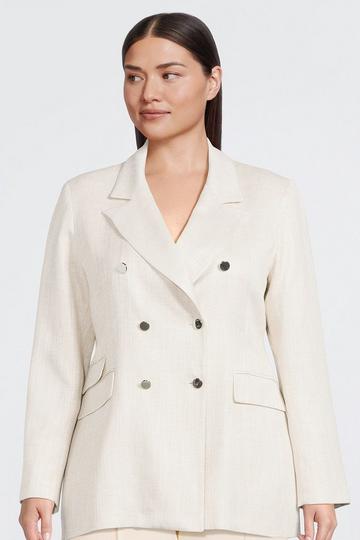Plus Size Tailored Double Breasted Blazer natural