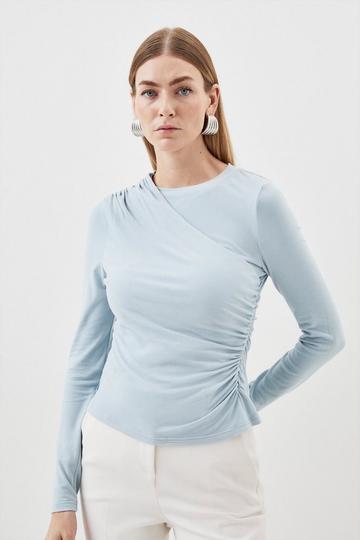 Premium Soft Touch Jersey Long Sleeve Top blue