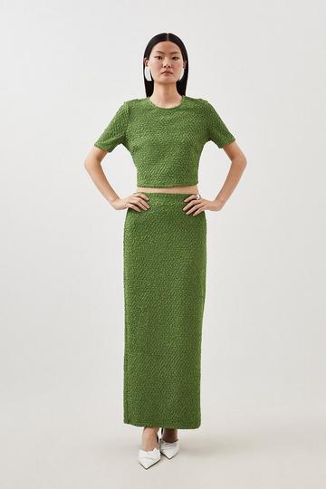 Crinkle Jersey Top And Skirt Set green