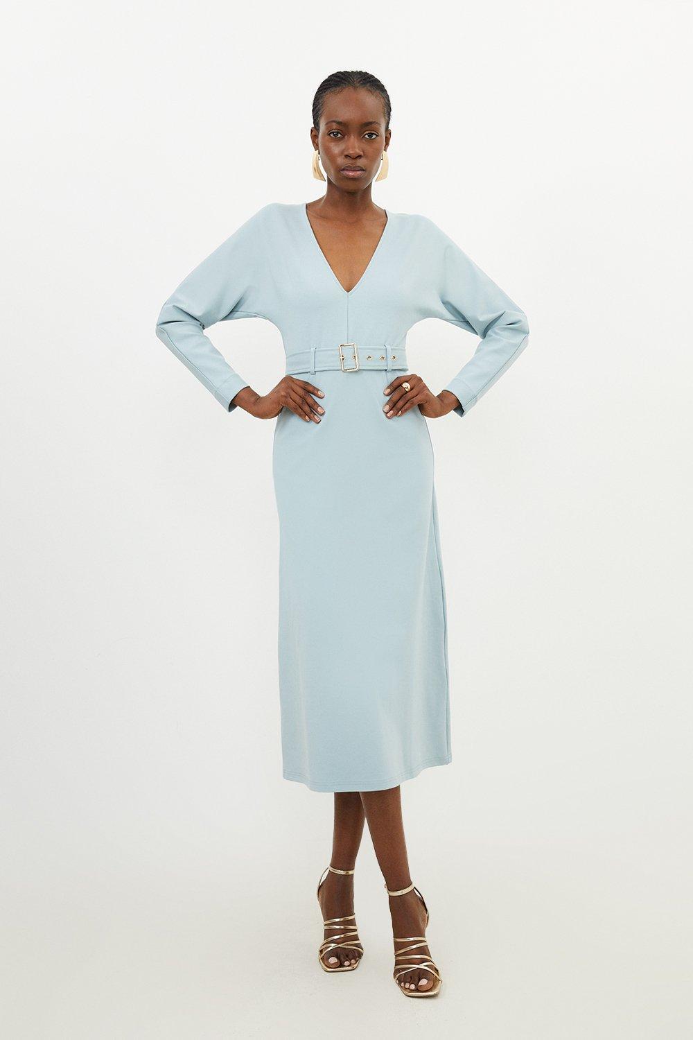 Long Sleeve Belted Midi Dress