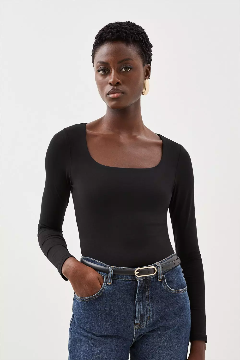 Luxury Cotton Long-Sleeved Top in Black