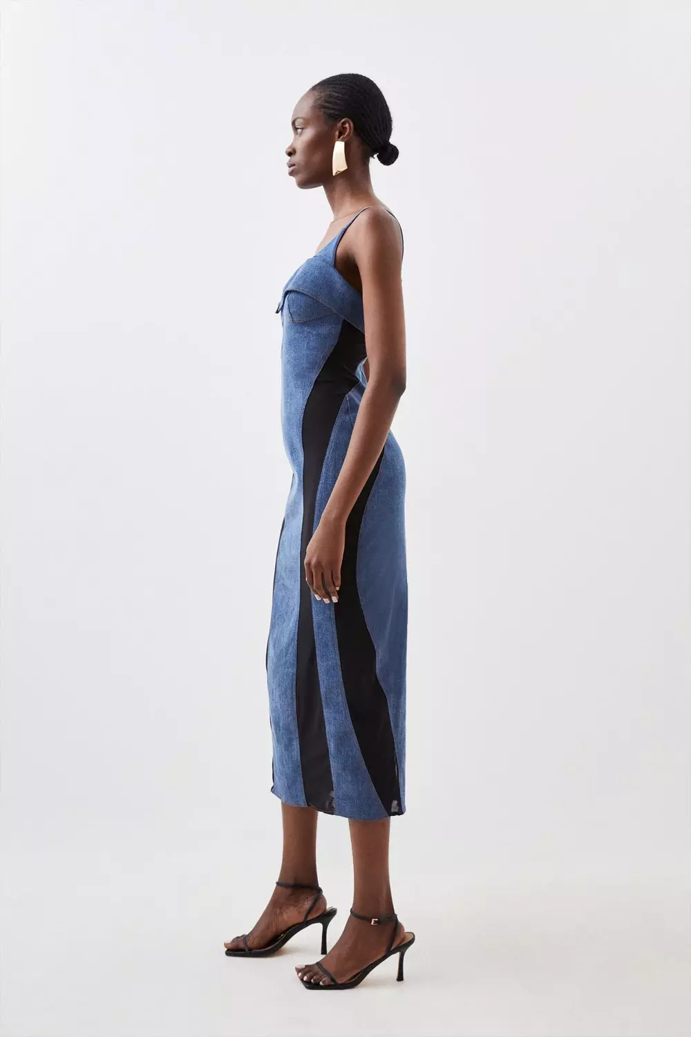 Midi denim outlet overall dress