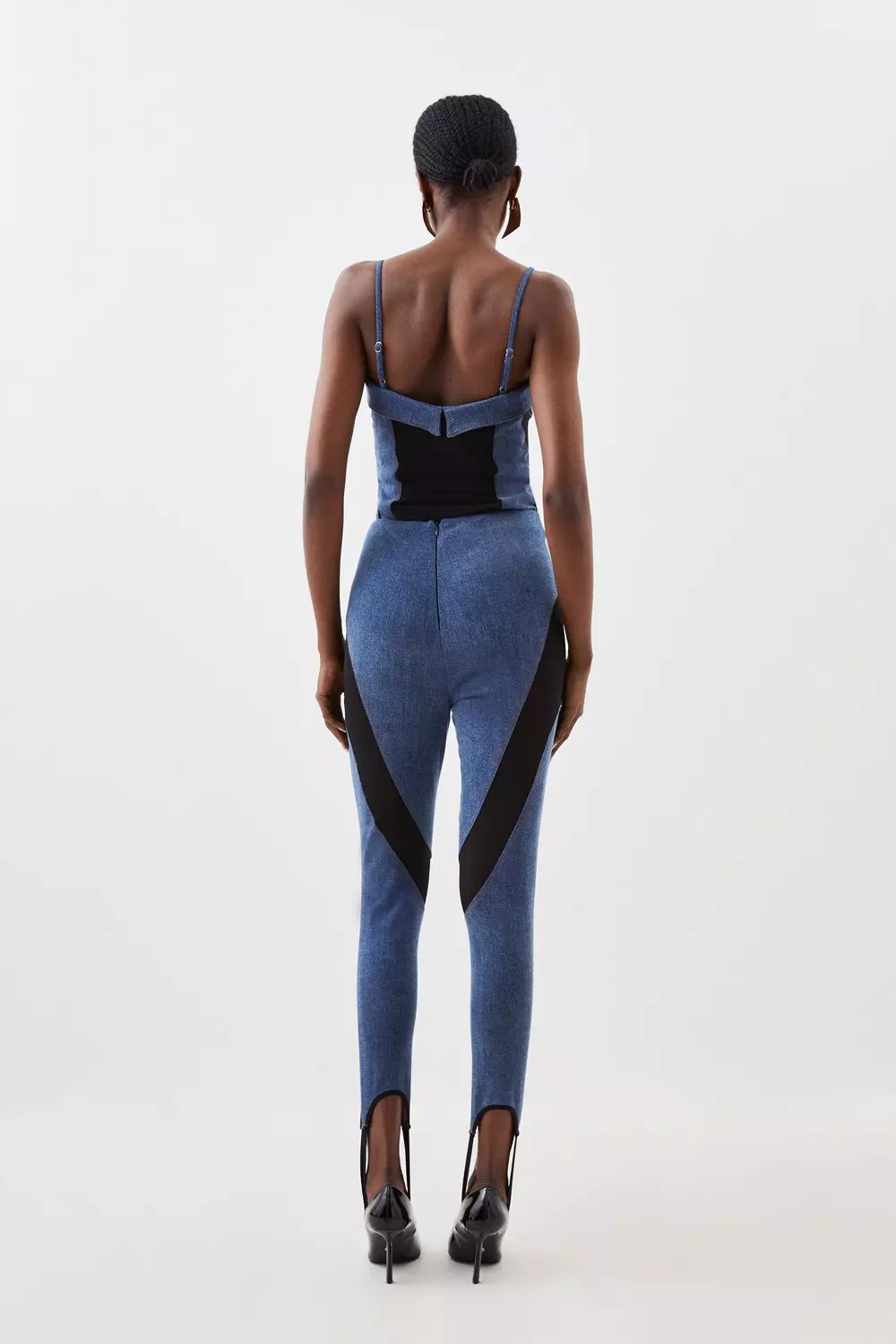 Stretch Denim And Mesh Stirrup Legging