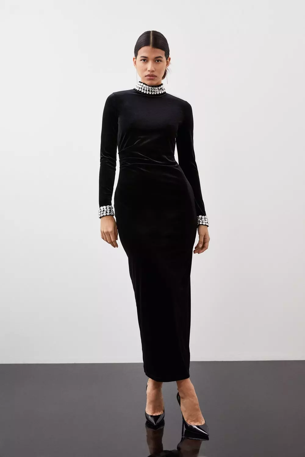 Embellished sales velvet dress