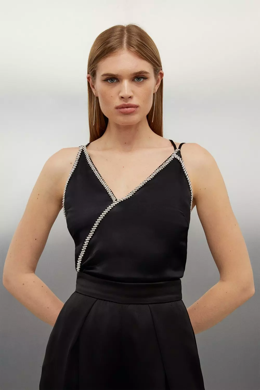 Embellished Diamante Woven Satin Camisole | Karen Millen