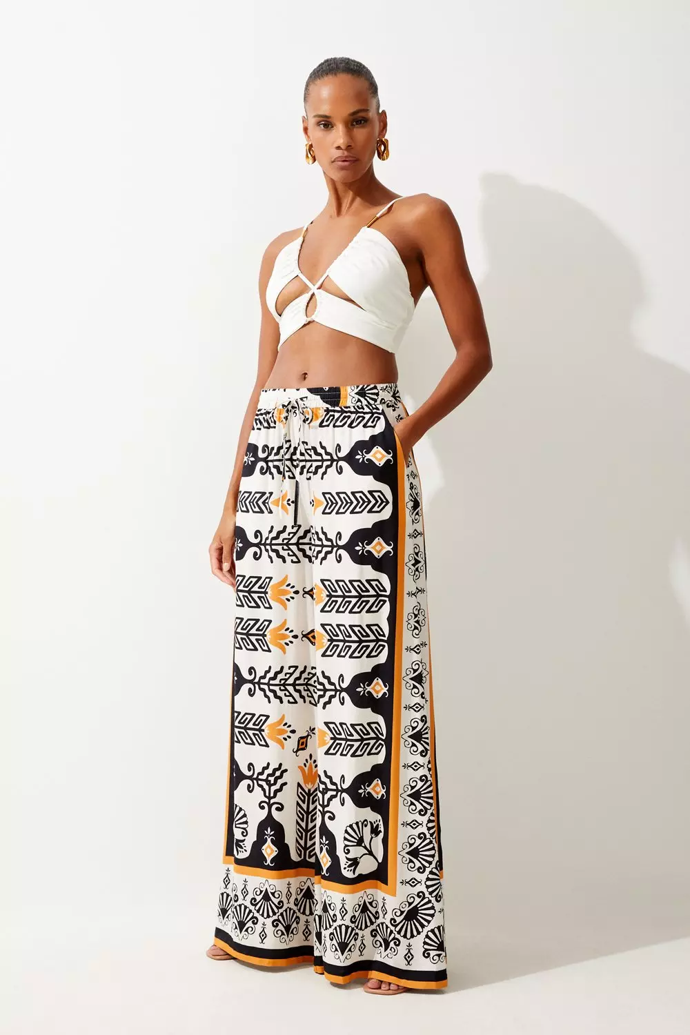 Wide Leg Crop Pants - Shore Stripe