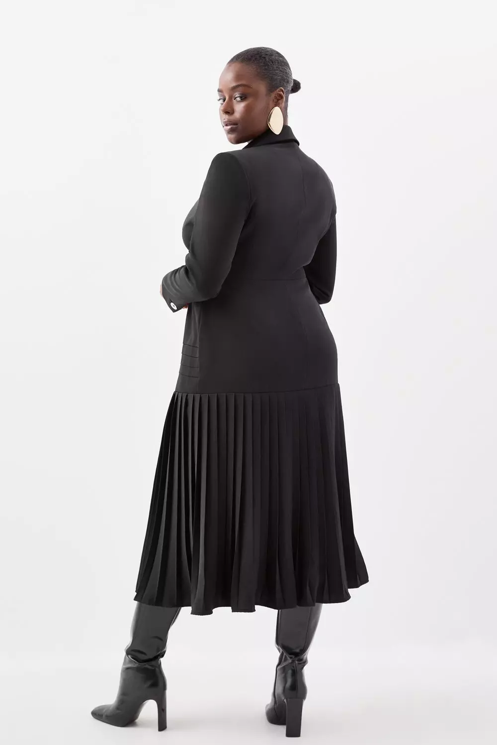 Lydia Millen Plus Size Linen Pleated Midi Skirt | Karen Millen