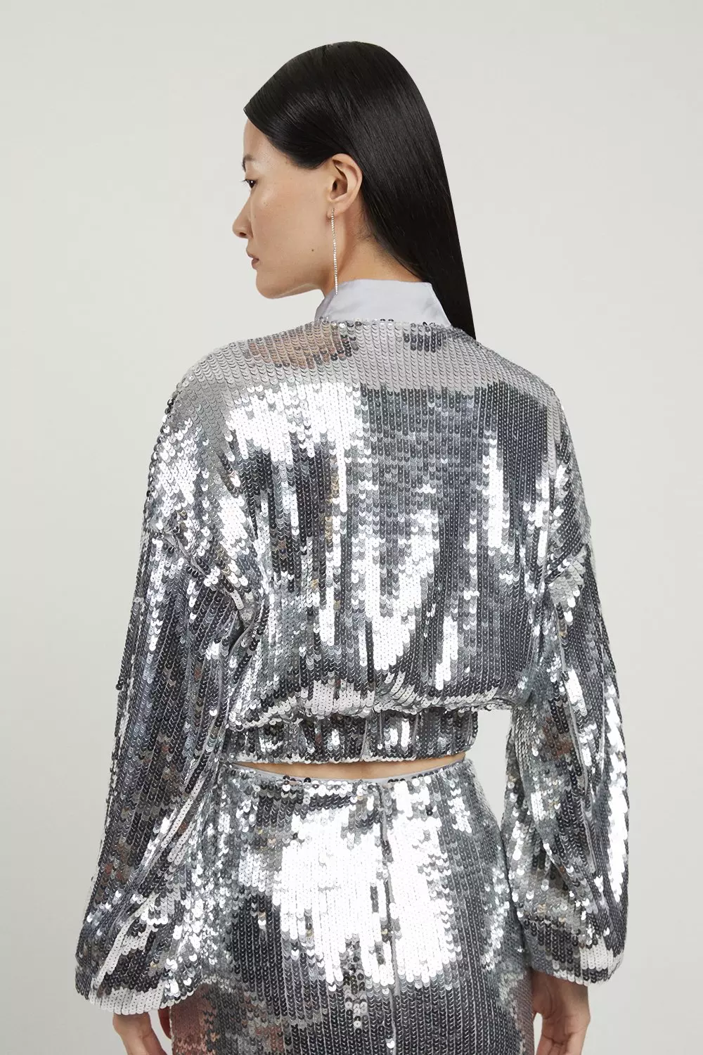 Sequin Woven Bomber Jacket | Karen Millen