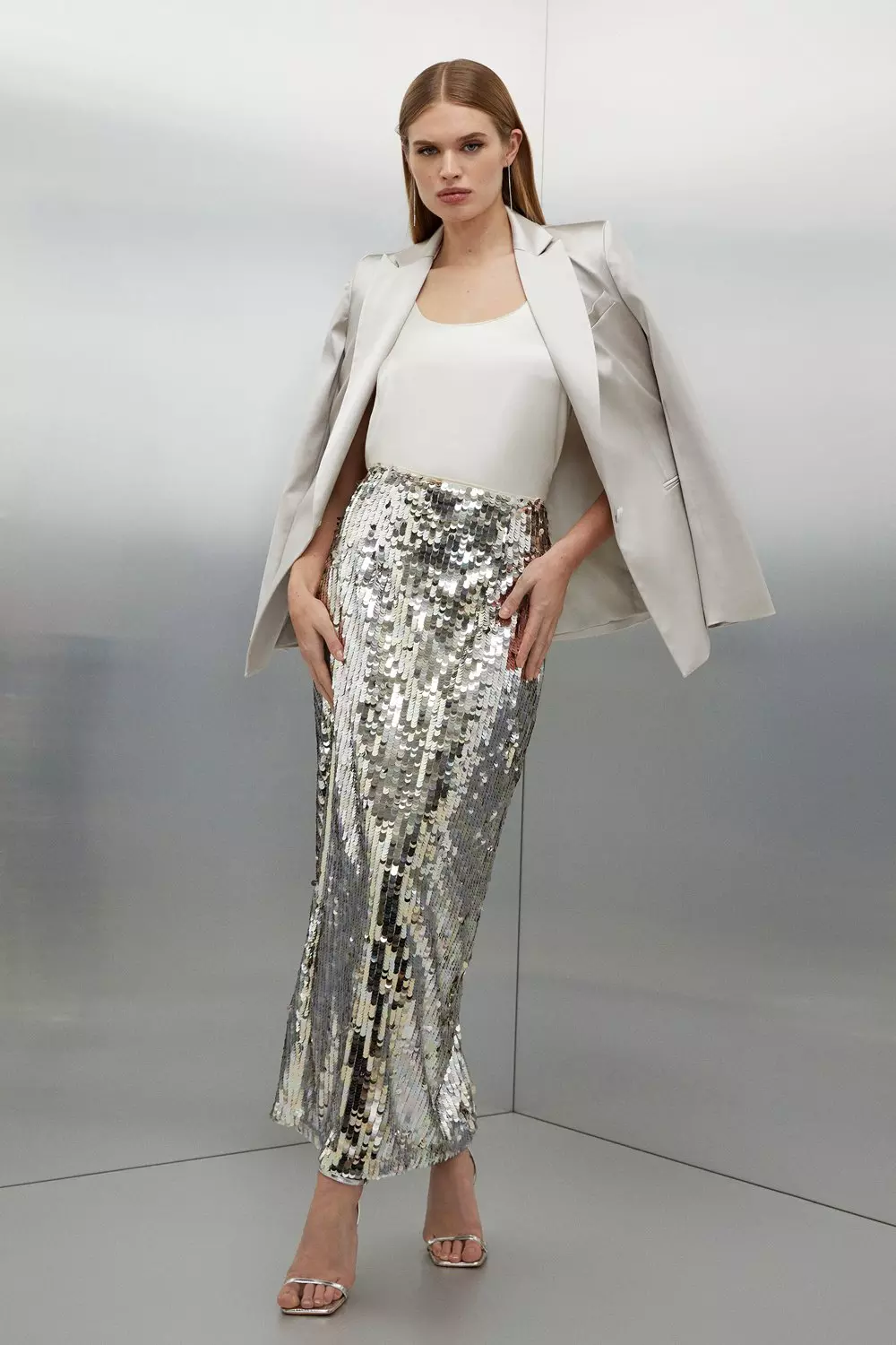 Light silver clearance sequin skirt