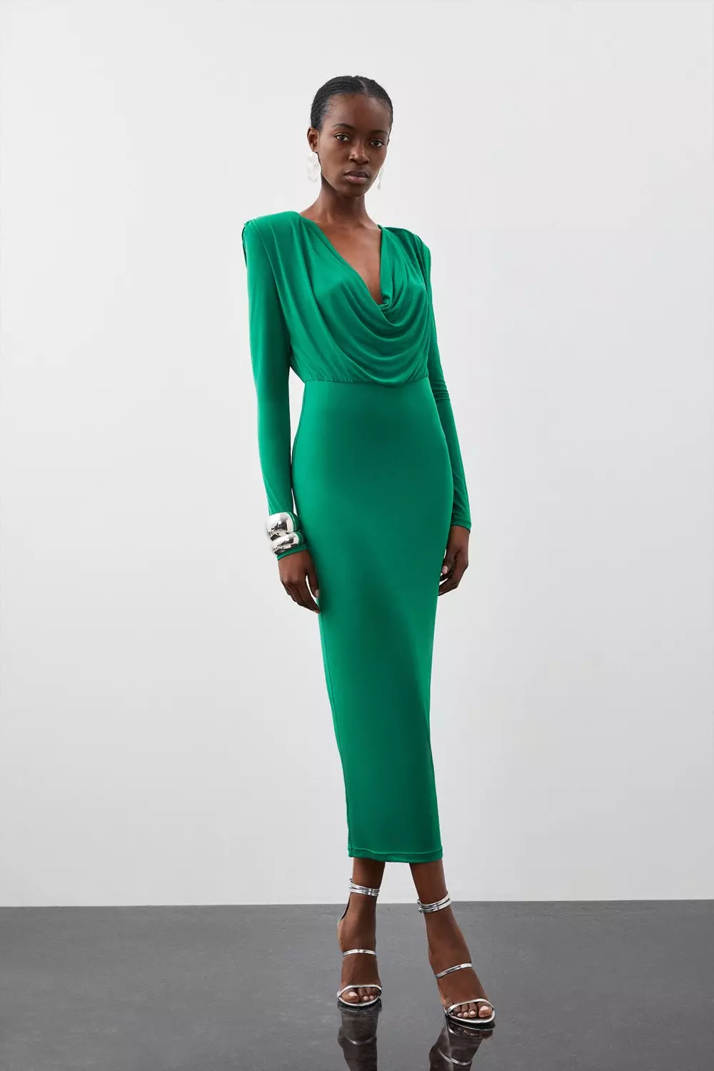 Cowl neck dress outlet long sleeve