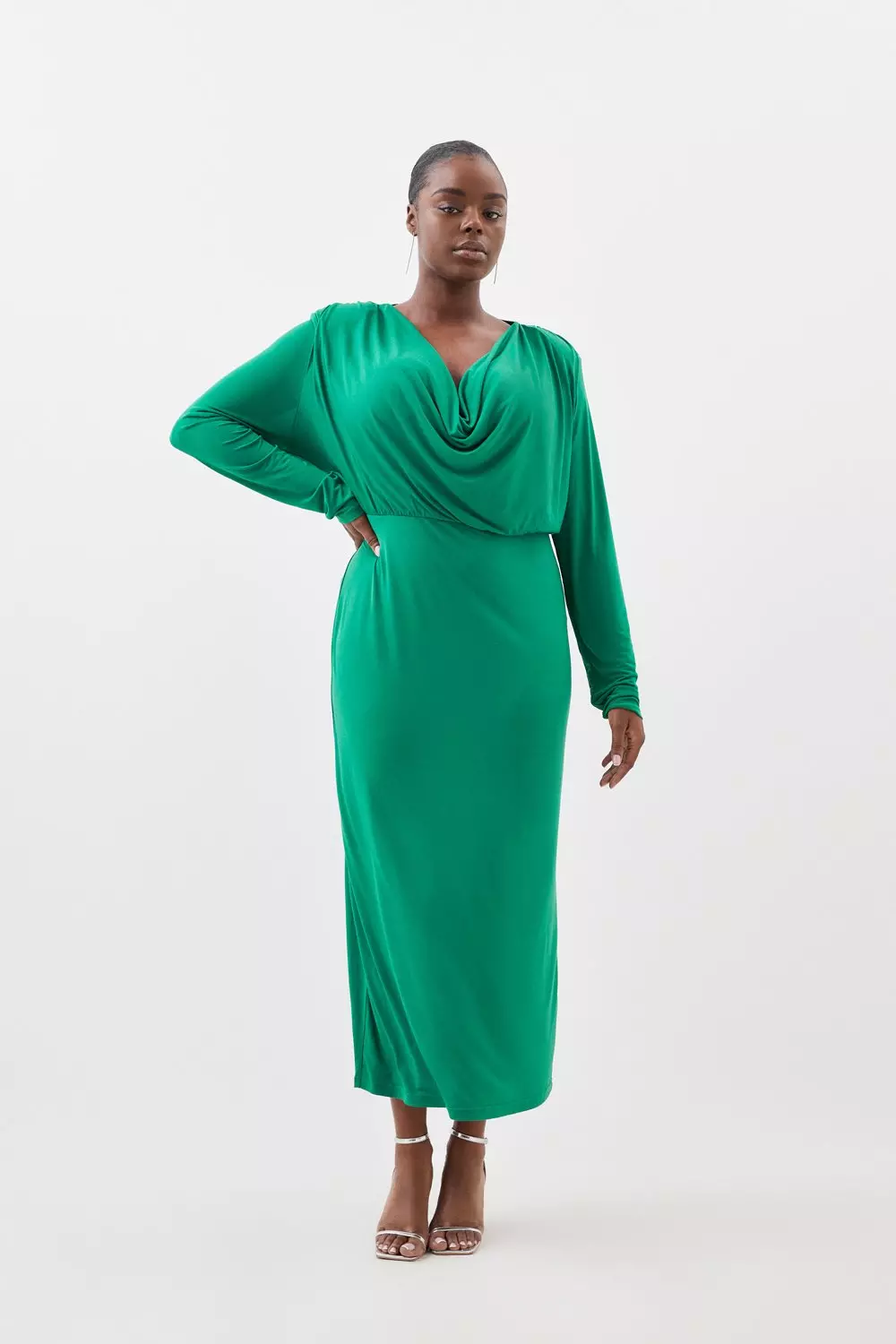 Plus Size Jersey Crepe Midaxi Cowl Neck Dress