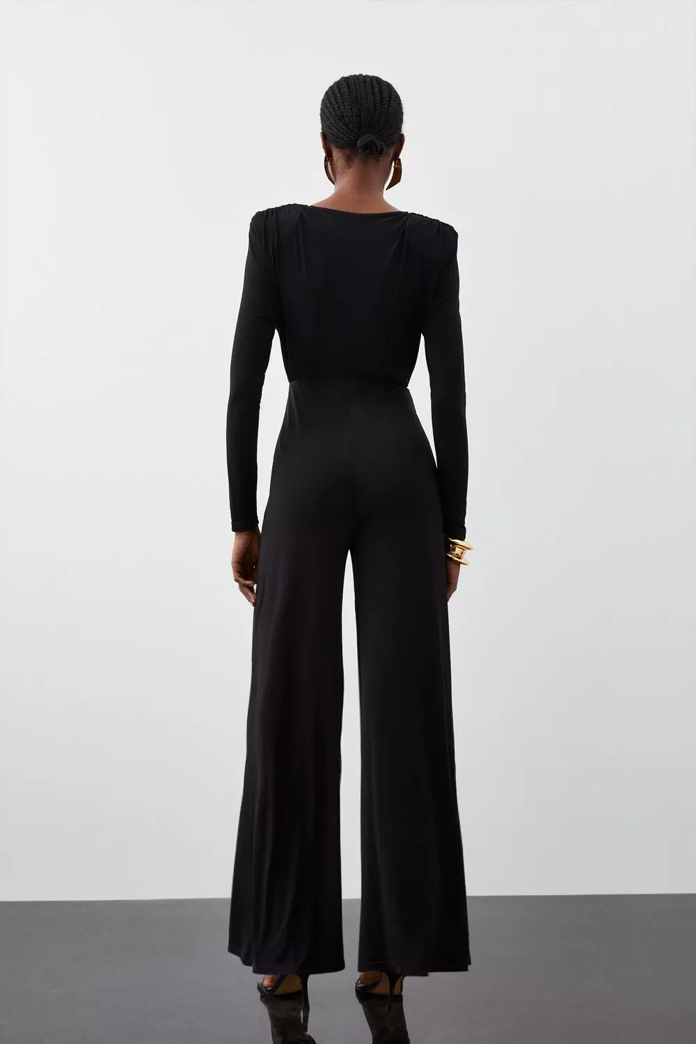 Crepe full cheap leg jumpsuit