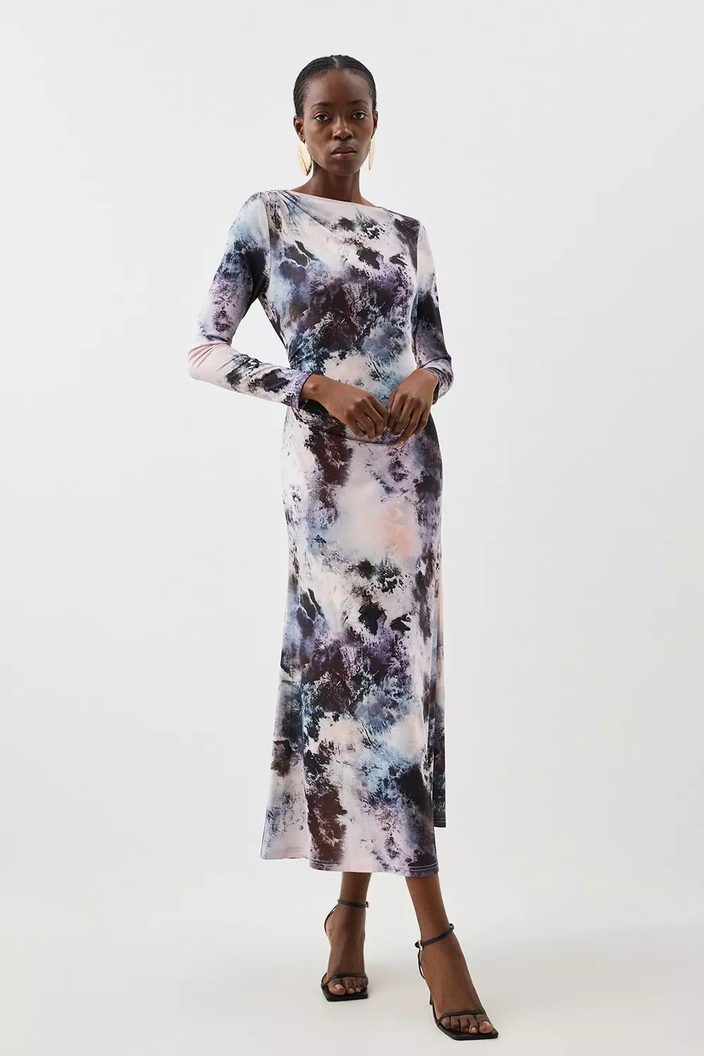 Long sleeve tie dye maxi outlet dress