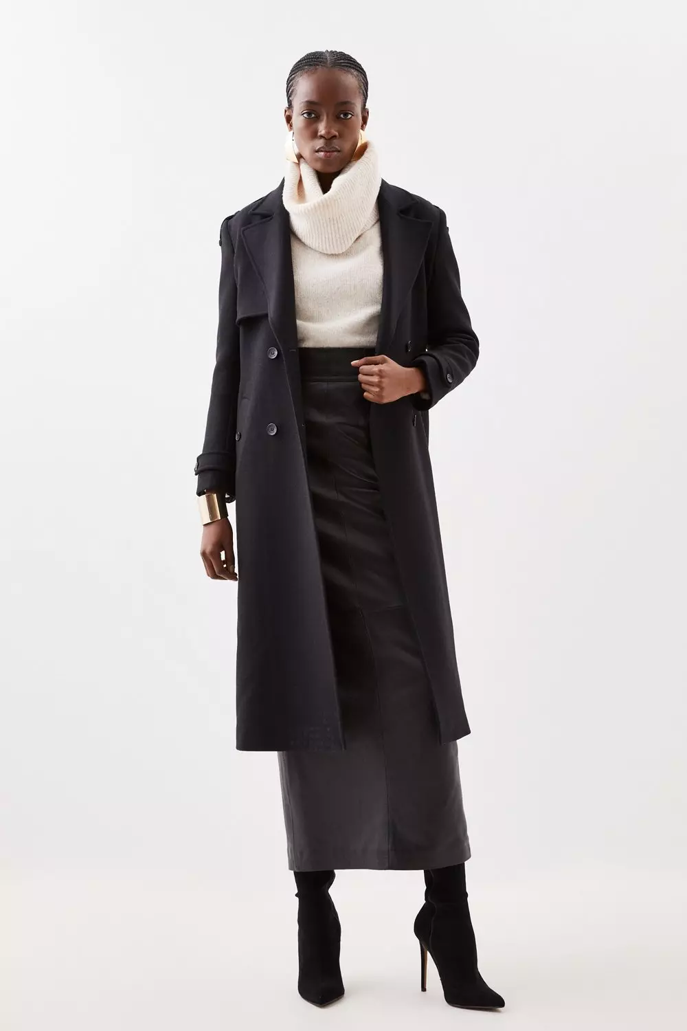 Trench Coat in Wool Blend Grey