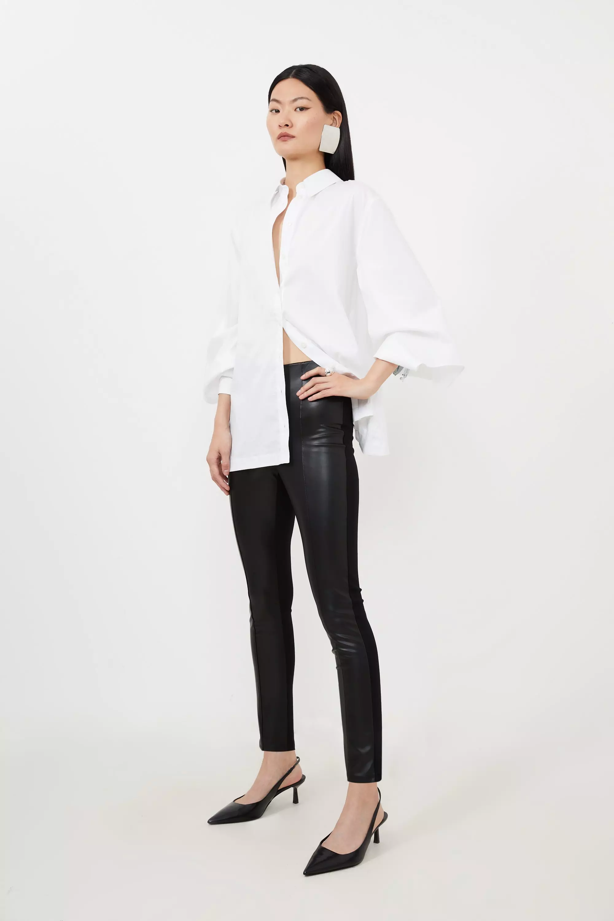 Faux Leather Front Ponte Leggings