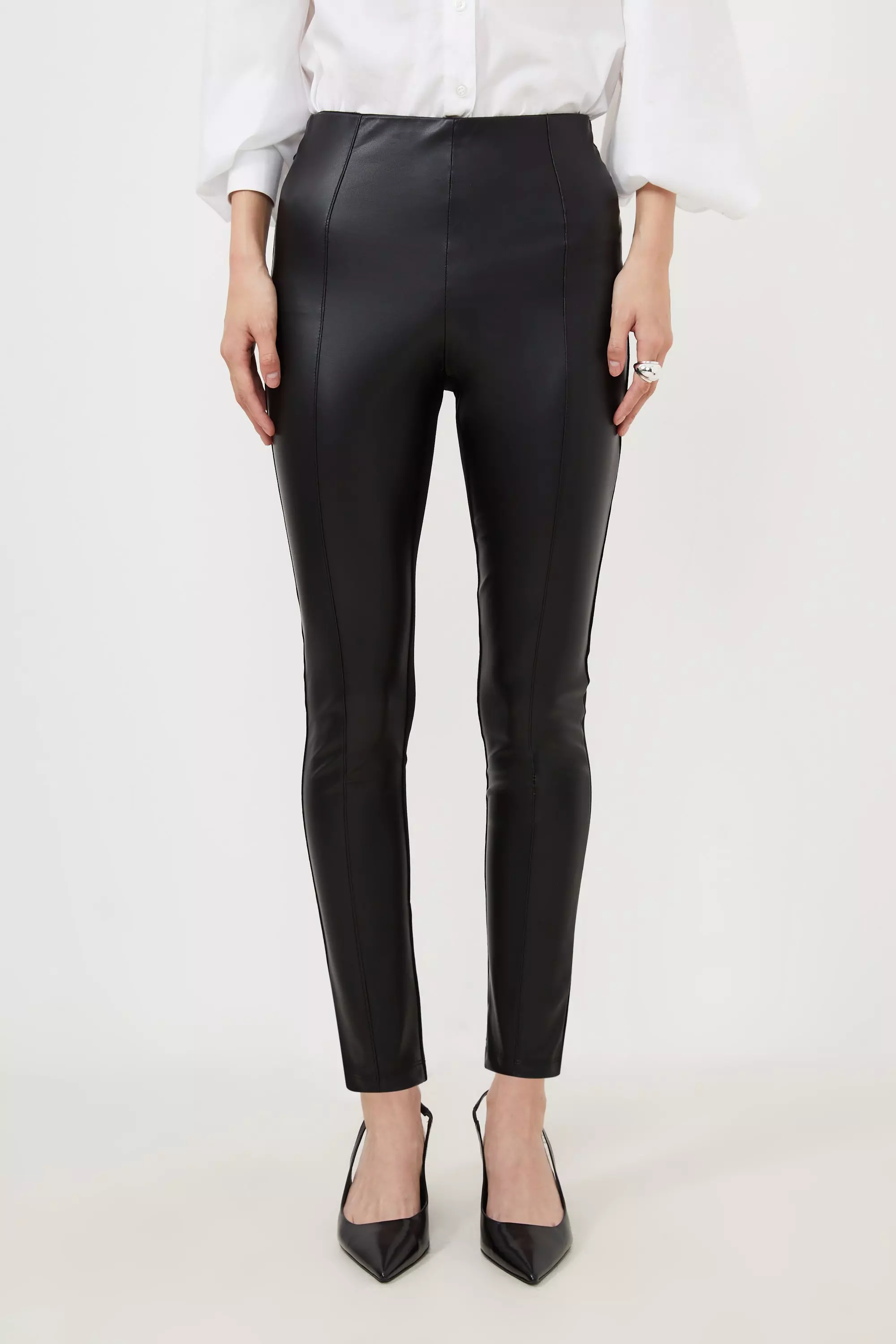 Petite Faux Leather And Ponte Leggings