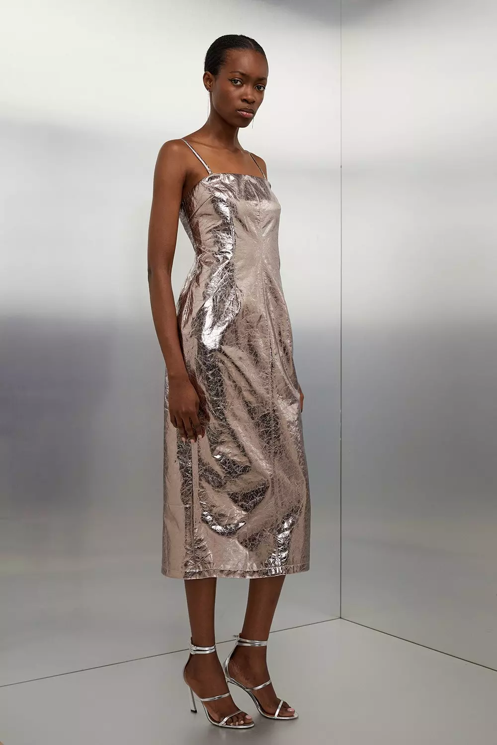 Metallic cheap midi dress