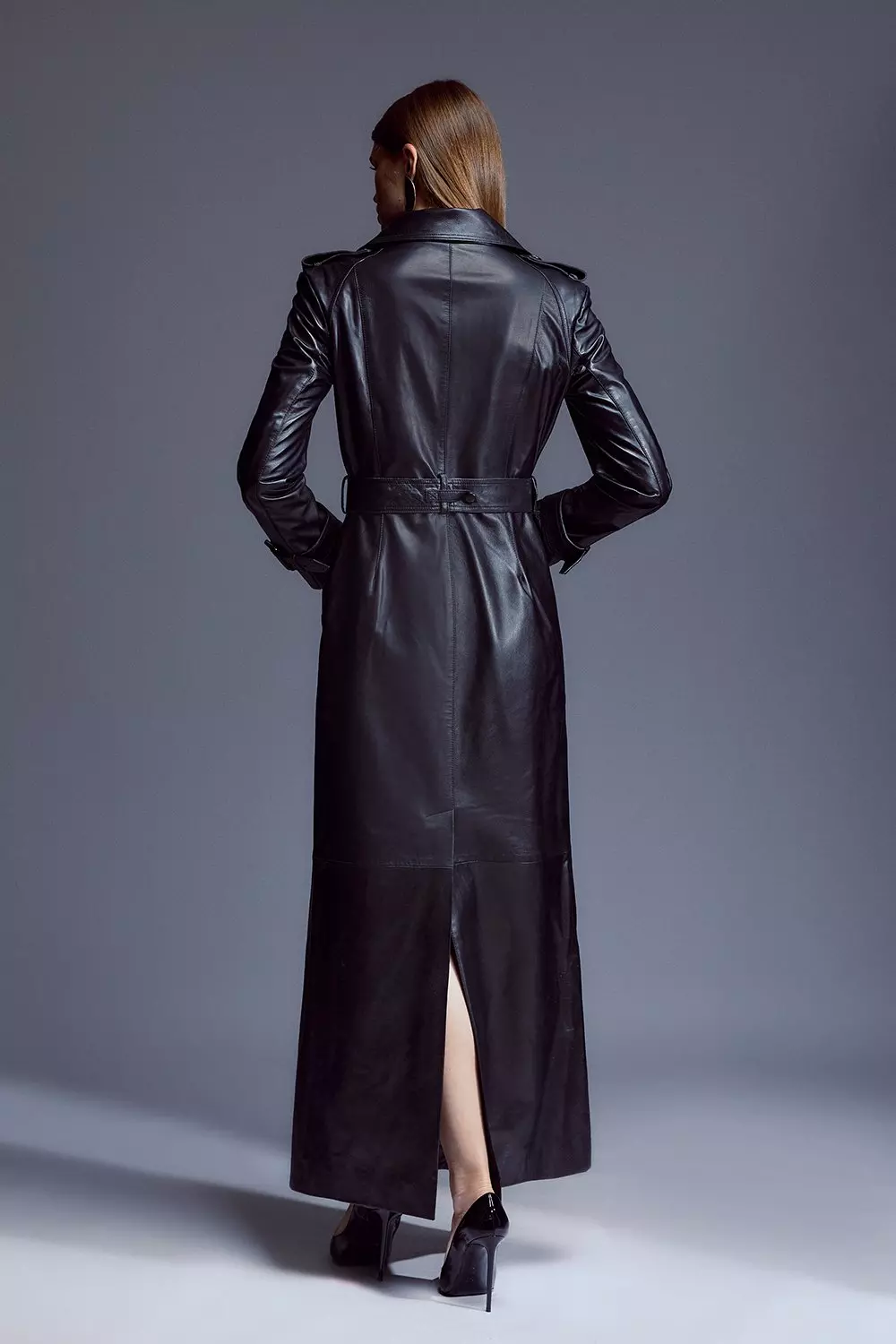 Maxi faux sale leather coat