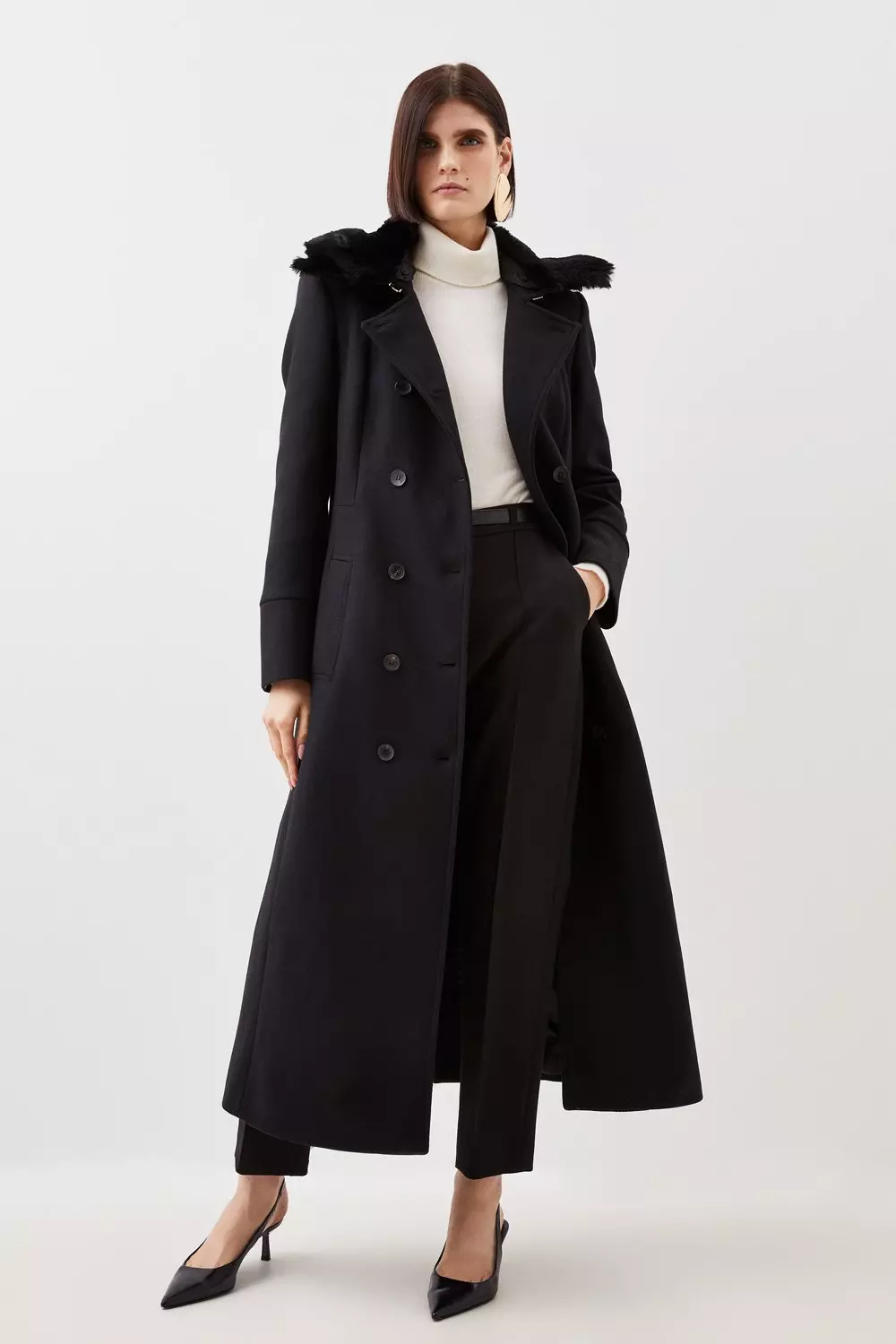 Italian Wool Mix Single Breasted Coat | Karen Millen