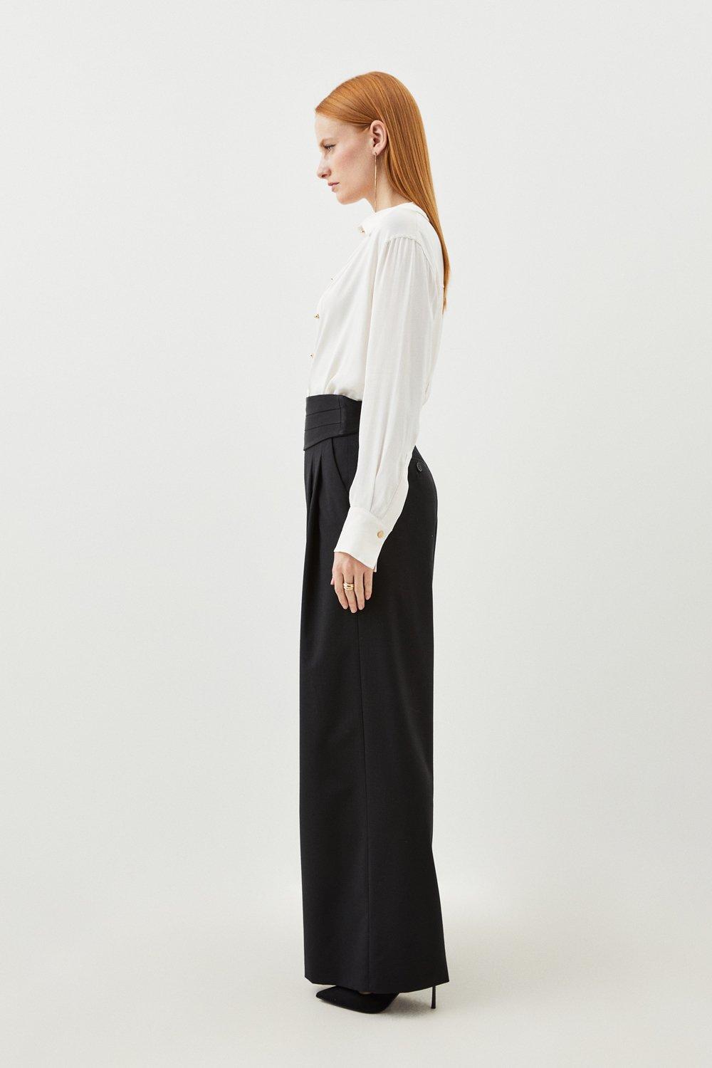 Off-White wide-leg virgin-wool-blend trousers - Blue