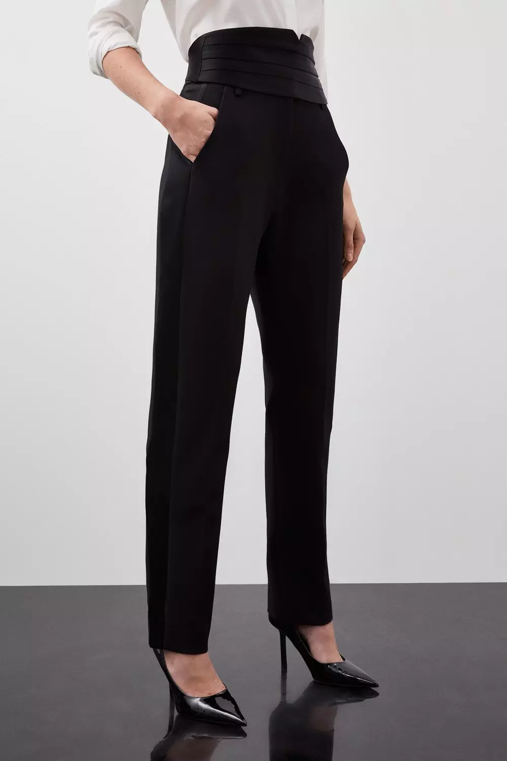 Womens black clearance satin dress pants