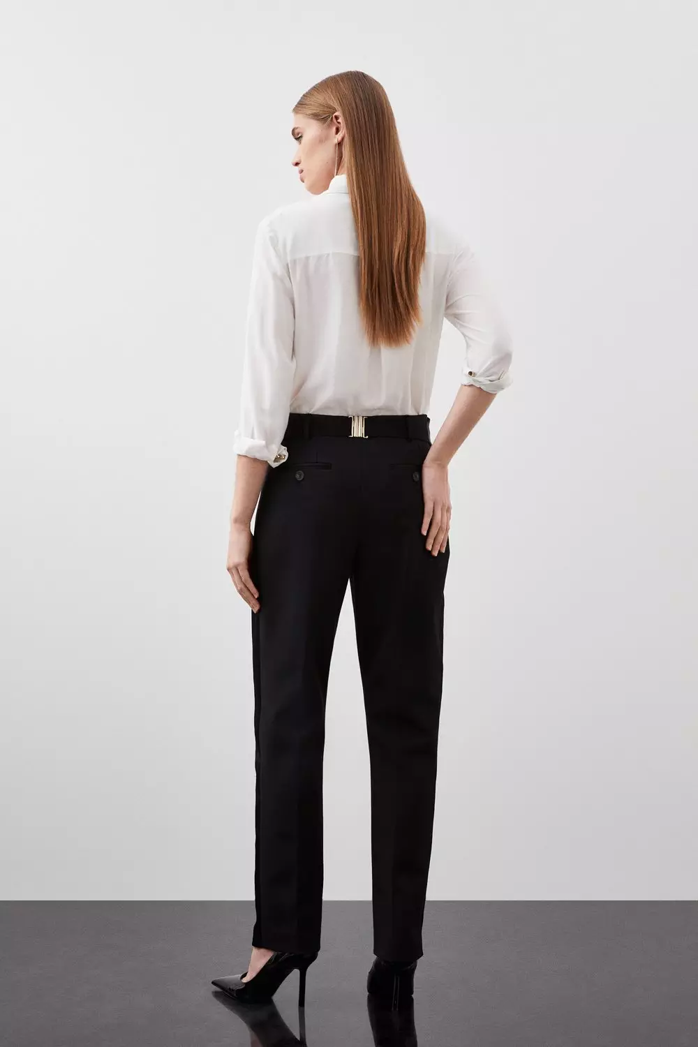 Petite Tailored Compact Stretch Slim Leg Dress Pants