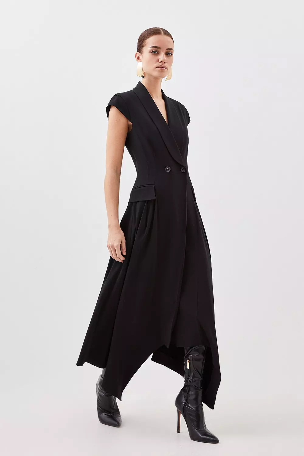 8 By YOOX SHOULDER CUT-OUT TUXEDO DRESS