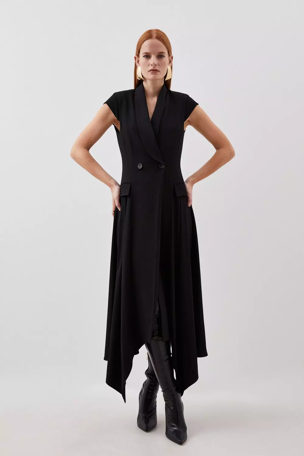 Karen millen tuxedo dress hot sale black