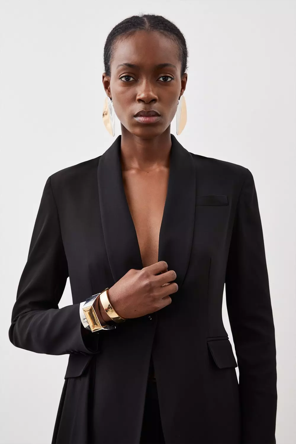 Polished Viscose Drape Side Sb Tailored Jacket | Karen Millen