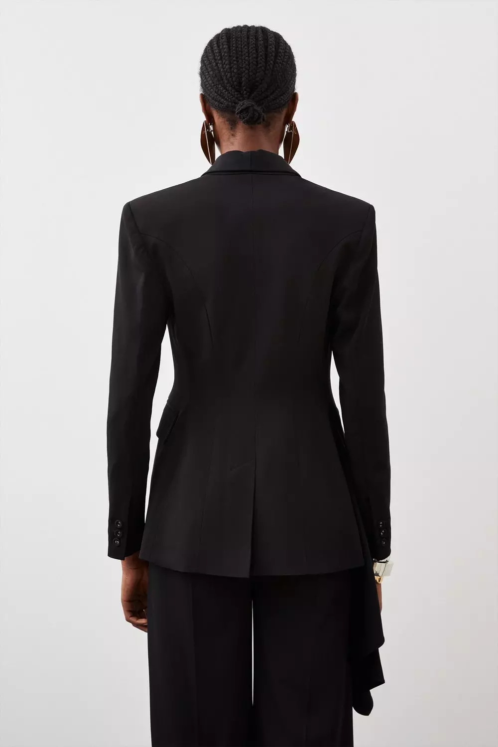 Polished Viscose Drape Side Single Breasted Tailored Jacket | Karen Millen