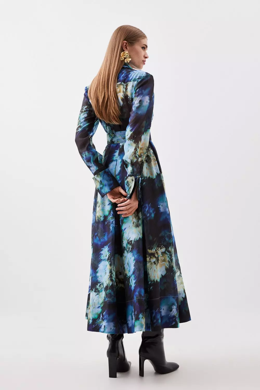 100% Cotton Jersey Knit Long Sleeve Gown Cardinal Floral L by