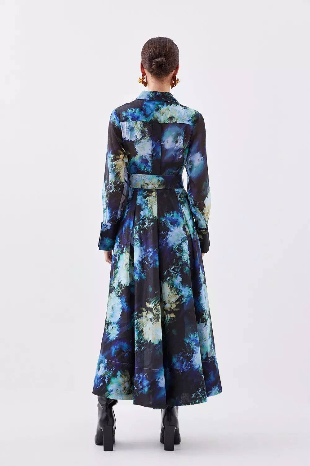 Long sleeve blue floral hotsell maxi dress