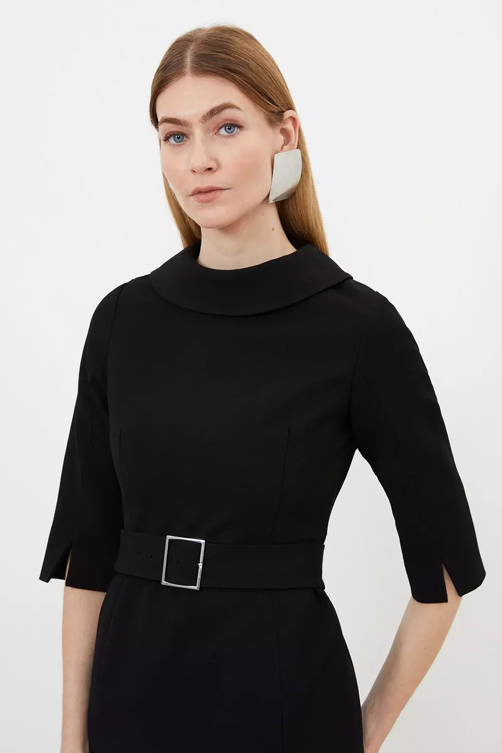 Black polo hotsell neck midi dress