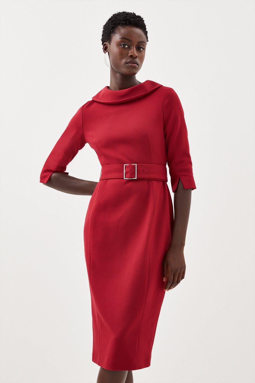 Red sheath dress with 2024 sleeves